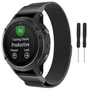 Milanese RSF teräsrannekoru Garmin Fenix 3 / 5X / 5X Plus - musta