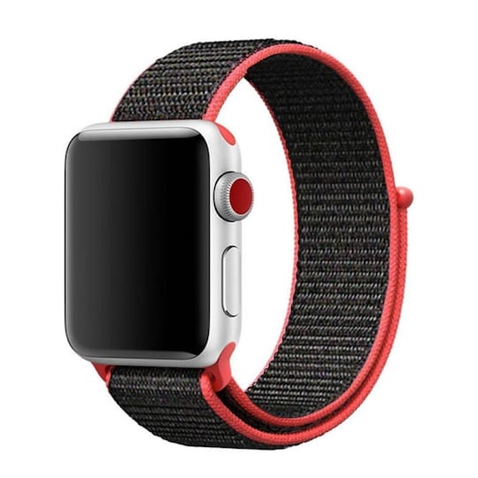 Apple Watch 38mm nailonrannekoru - musta / punainen