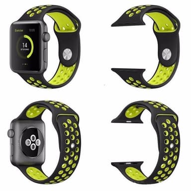 Apple Watch 42mm Sport rannekoru Musta-Keltainen