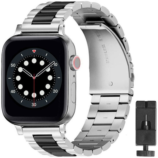 Rannekoru ruostumatonta terästä Apple Watch 6 (40mm) - Hopea/musta