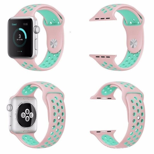 Apple Watch 38mm Sport rannekoru Pink-Vihreä