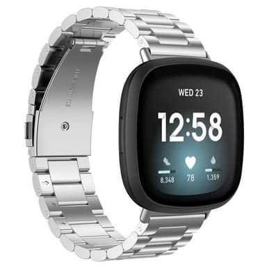 Rannekoru ruostumatonta terästä Fitbit Versa 3 - Hopea