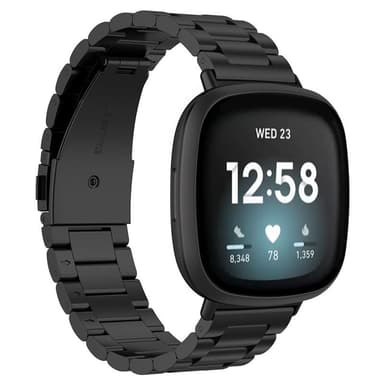 Rannekoru ruostumatonta terästä Fitbit Versa 3 - Musta