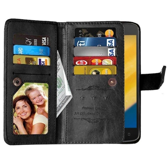 Lompakkotelo Flexi 9-kortti Motorola Moto C Plus (XT1723)  - musta