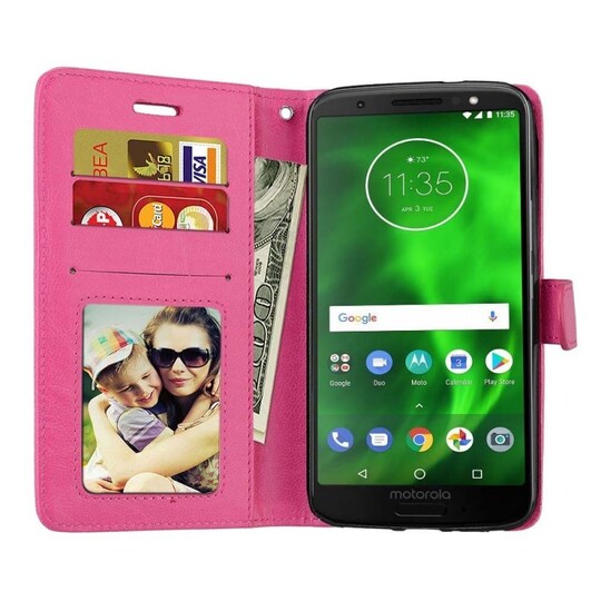 Lompakkokotelo 3-kortti Motorola Moto G6 Plus (XT1926)  - pinkki