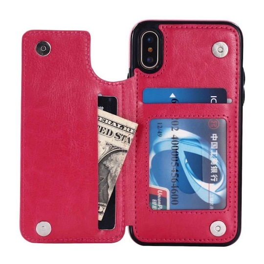 Flip lompakkokotelo 2-kortti Apple iPhone X / Xs  - pinkki