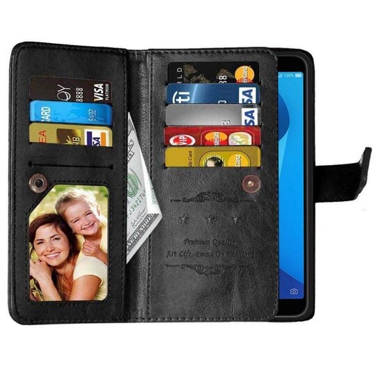 Lompakkotelo Flexi 9-kortti Asus Zenfone Max Plus (ZB570TL)  - musta