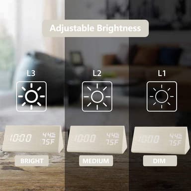 Digitaalinen LED-herätyskello Puu/Valkoinen