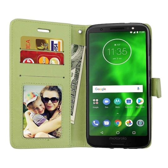 Lompakkokotelo 3-kortti Motorola Moto G6 Plus (XT1926)  - vihreä