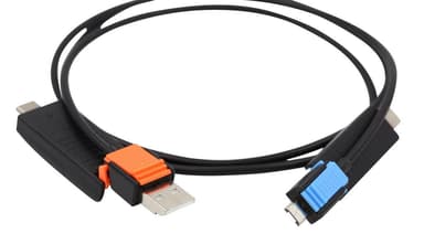 USB + USB-C - mikro-USB + USB-C-kaapeli - 1m