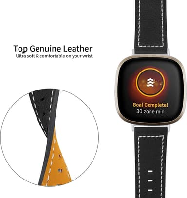 Fitbit Versa 3 rannekoru nahka musta