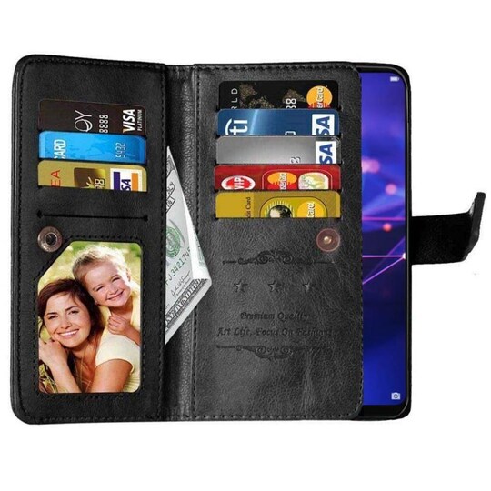 Lompakkotelo Flexi 9-kortti Huawei Mate 20 Lite (SNE-LX1)  - musta