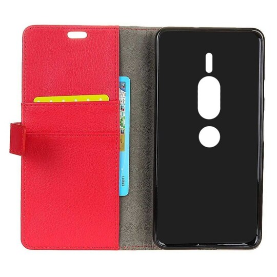 Lompakkokotelo 2-kortti Sony Xperia XZ2 Premium (H8166)  - punainen