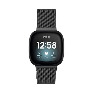 Fitbit Versa 3 / Sense rannekoru ruostumaton teräs Musta One size