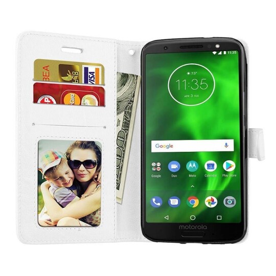 Lompakkokotelo 3-kortti Motorola Moto G6 (XT1925)  - valkoinen