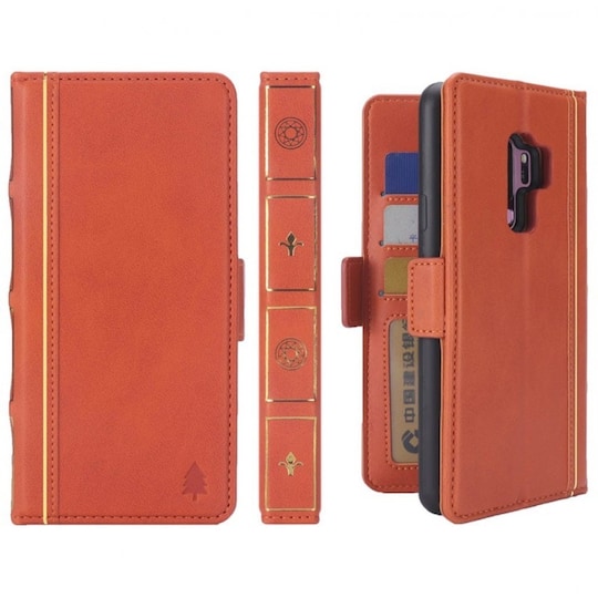 Retro kirja lompakko 2i1 Samsung Galaxy S9 Plus (SM-G965F)  - oranssi