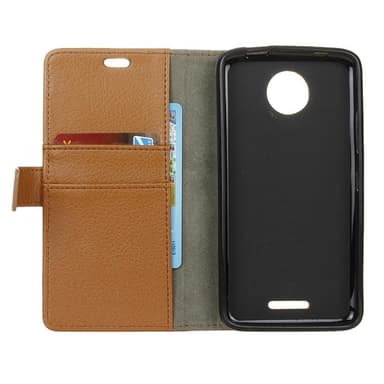 Lompakkokotelo 2-kortti Motorola Moto C Plus (XT1723) - ruskea