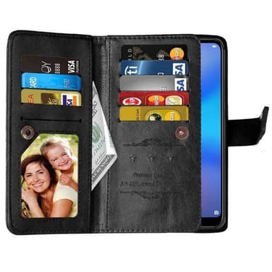 Lompakkotelo Flexi 9-kortti Huawei P20 (EML-L29)  - musta