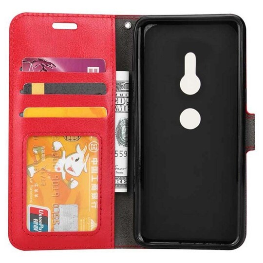 Lompakkokotelo 3-kortti Sony Xperia XZ2 (H8266)  - punainen