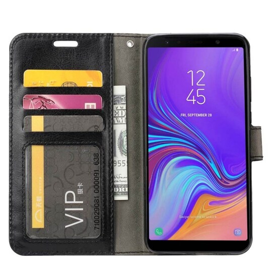 Lompakkokotelo 3-kortti Samsung Galaxy A7 2018 (SM-A750F)  - musta