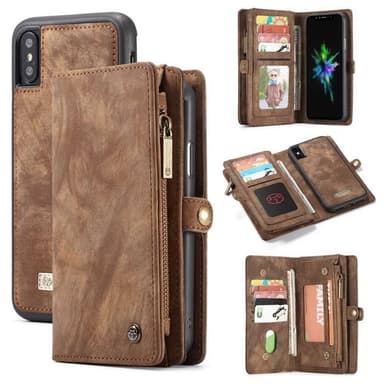 Multi Lompakkokotelo 11-kortti Apple iPhone XS Max (6,5 ")  - ruskea