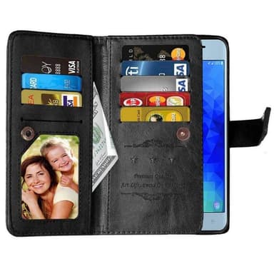 Lompakkotelo Flexi 9-kortti Samsung Galaxy J3 2018 (SM-J337F) - musta