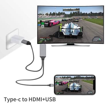 USB-C - HDMI-kaapeli USB / 4K HDMI -sovittimella