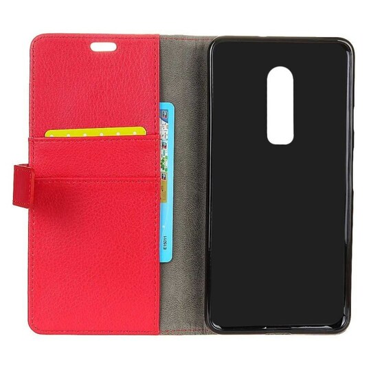 Lompakkokotelo 2-kortti OnePlus 6 (A6000)  - punainen