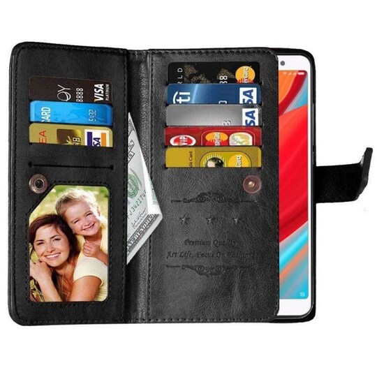 Lompakkotelo Flexi 9-kortti Xiaomi Redmi S2  - musta