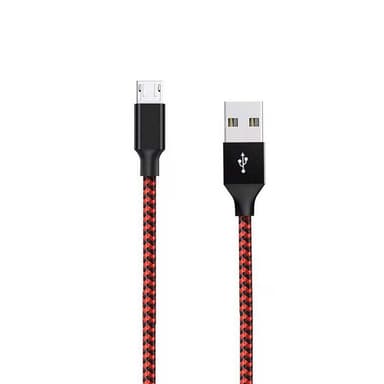 Mikro-USB-latauskaapeli 3m Nylon Punainen / musta