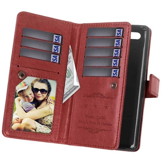 Lompakkotelo Flexi 9-kortti Asus Zenfone Max Plus (ZB570TL)  - ruskea
