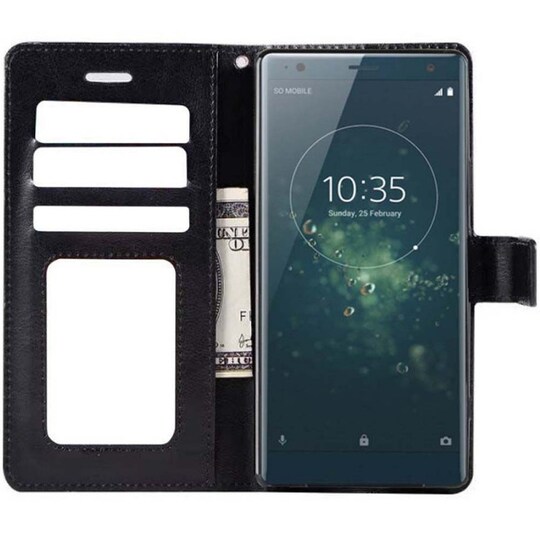 Lompakkokotelo 3-kortti Sony Xperia XZ2 (H8266)  - musta