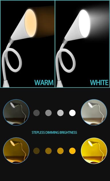 LED-lamppu USB: llä ja langattomalla kaiuttimella valkoinen