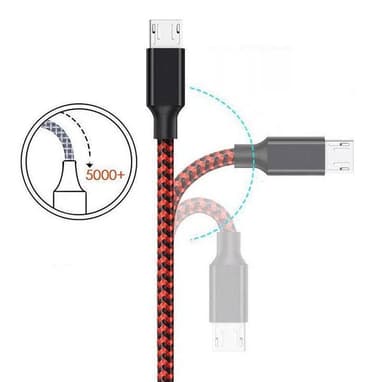 Mikro-USB-latauskaapeli 3m Nylon Punainen / musta