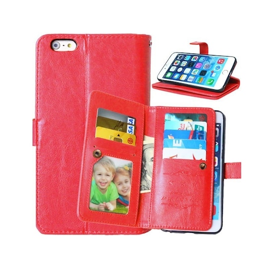 Lompakkotelo Flexi 9-kortti Apple iPhone 6 / 6S Plus  - punainen