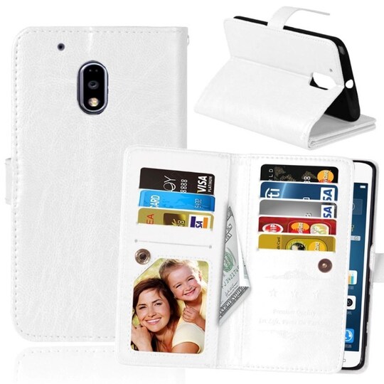 Lompakkotelo Flexi 9-kortti Motorola Moto G4 Play (XT1604)  - valkoine