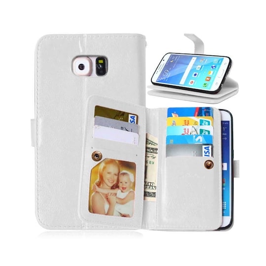 Lompakkotelo Flexi 9-kortti Samsung Galaxy S6 (SM-G920F)  - valkoinen