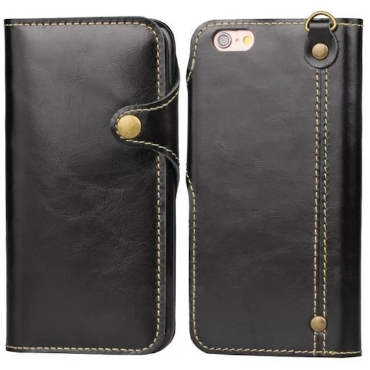 Retro lompakko nahka Apple iPhone 6, 6  - musta