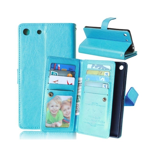 Lompakkotelo Flexi 9-kortti Sony Xperia M5 (E5663)  - Vaaleansininen