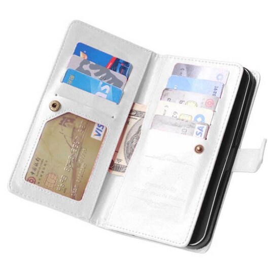 Lompakkotelo Flexi 9-kortti Motorola Moto G4, G4 + (XT1622)  - valkoin