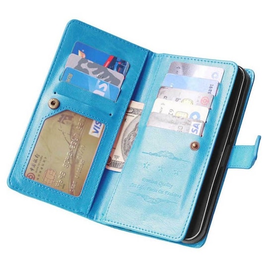 Lompakkotelo Flexi 9-kortti Huawei Y5 II, Y6 II Compact  - Vaaleansini