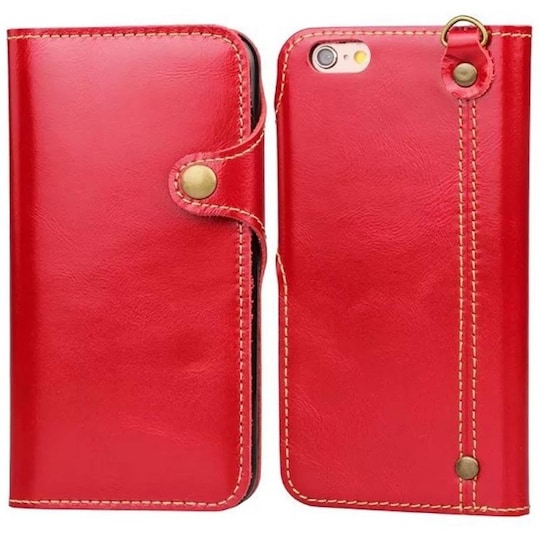 Retro lompakko nahka Apple iPhone 6, 6  - punainen