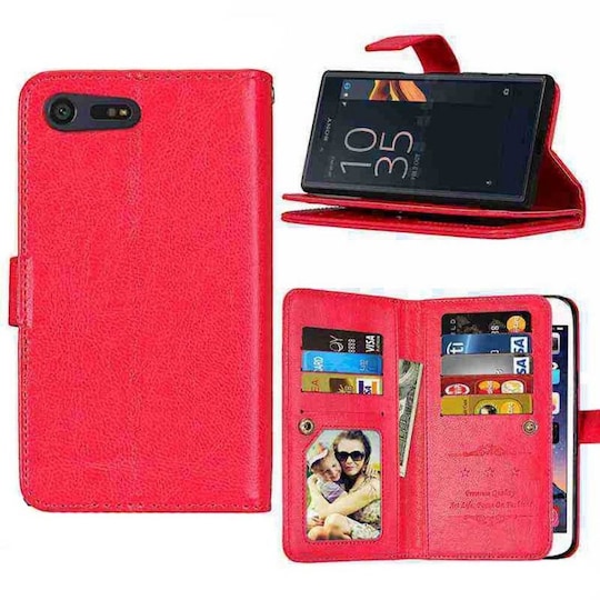 Lompakkotelo Flexi 9-kortti Sony Xperia X Compact (F5321)  - punainen