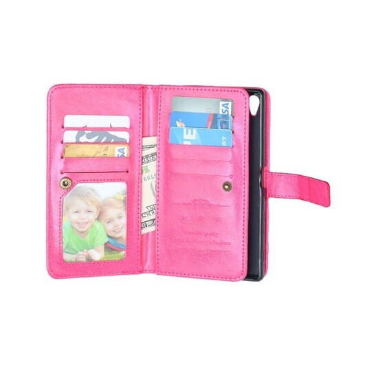 Lompakkotelo Flexi 9-kortti Sony Xperia X (F5121)  - pinkki