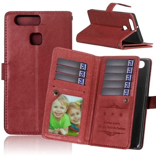 Lompakkotelo Flexi 9-kortti Huawei P9 (EVA-L09)  - ruskea