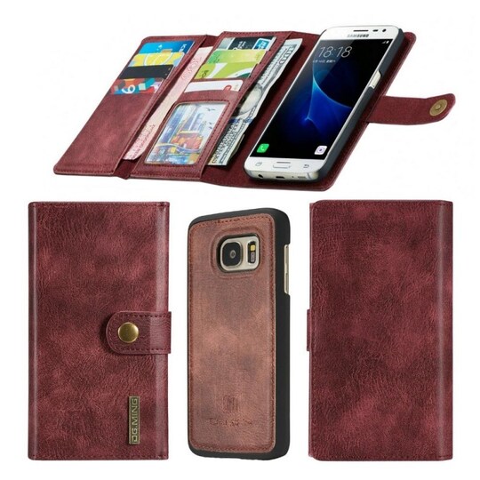 Lompakkotelo Tri-Fold 12-kortti Samsung Galaxy S7 (SM-G930F)  - punain