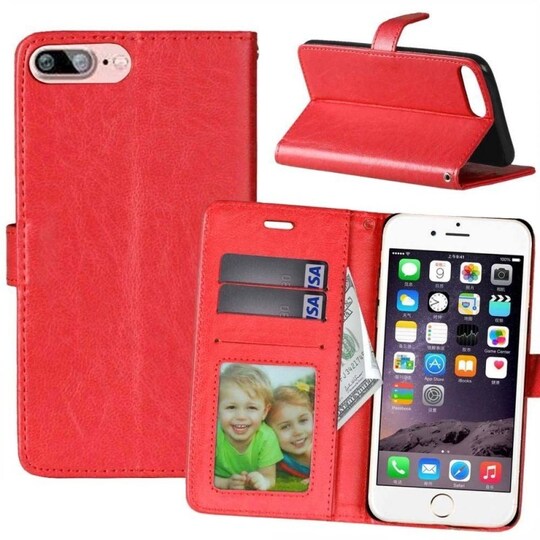 Lompakkokotelo 3-kortti iPhone 7 Plus / 8 Plus  - punainen