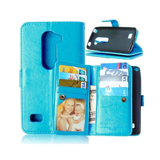 Lompakkotelo Flexi 9-kortti LG Leon (H340N)  - Vaaleansininen
