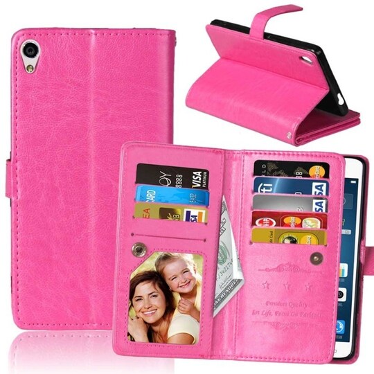 Lompakkotelo Flexi 9-kortti Sony Xperia XA Ultra (F3211)  - pinkki