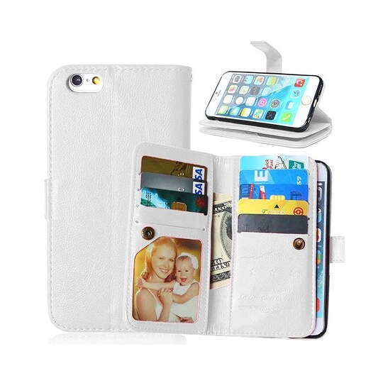 Lompakkotelo Flexi 9-kortti Apple iPhone 6, 6S  - valkoinen